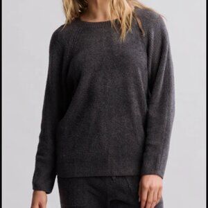 Barefoot Dreams Cozychic Lite Rib Blocked Pullover Sweater Womens XL Grey Crewne